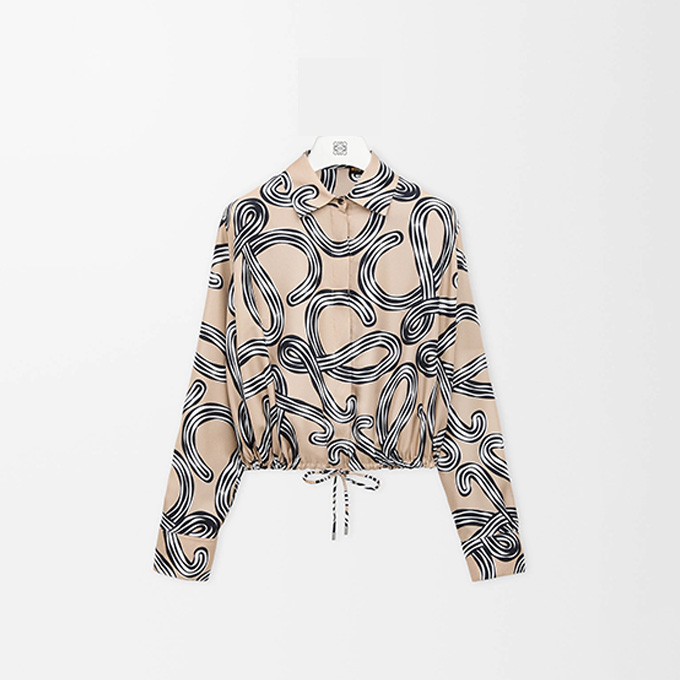 loewe anagram balloon print drawstring short satin shirt